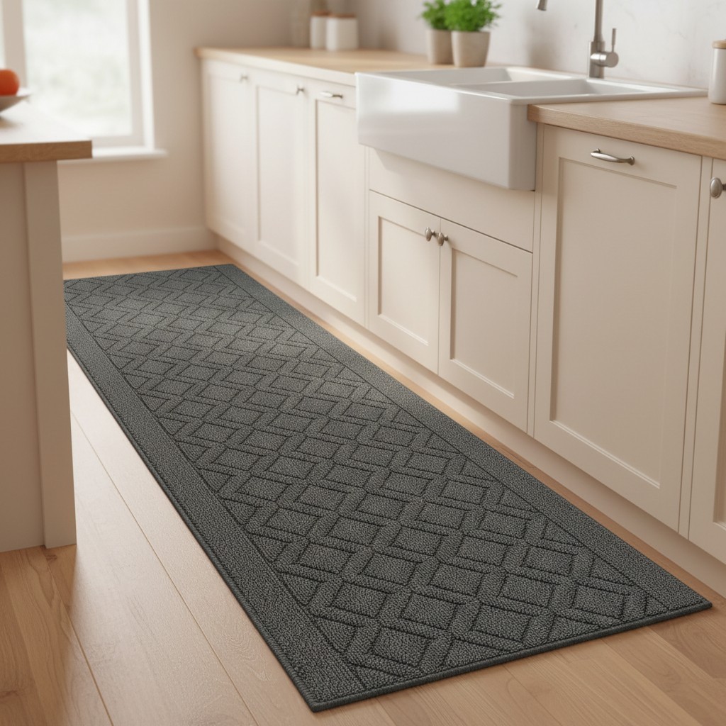 2PC Kitchen Runner Rugs Set – Absorbent Washable Mats for Stylish Safety, Grey