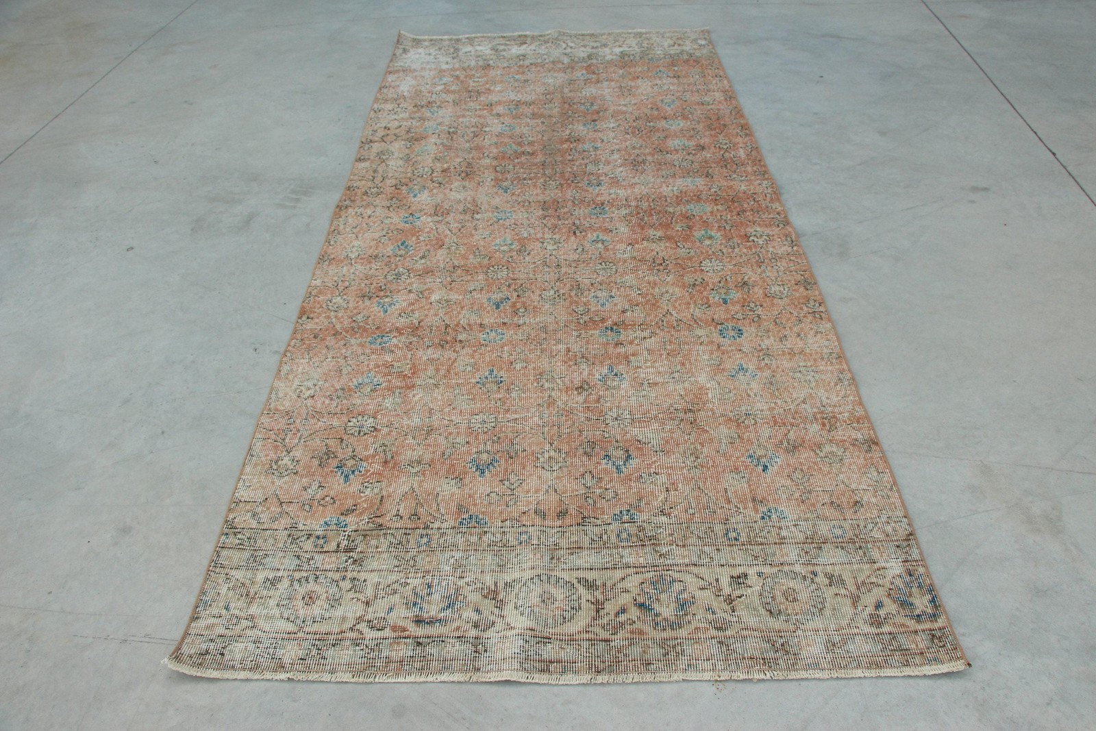 Vintage Turkish Rug 4,4×9,9 ft, Brown Camouflage Rug