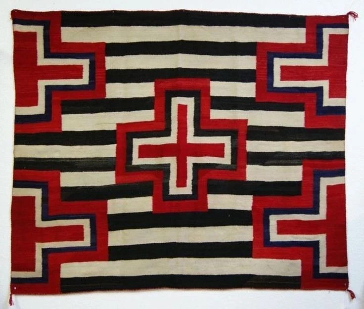 Red Navajo Chief’s Blanket Rug Southwestern 100% Wool Rug Native American Rug