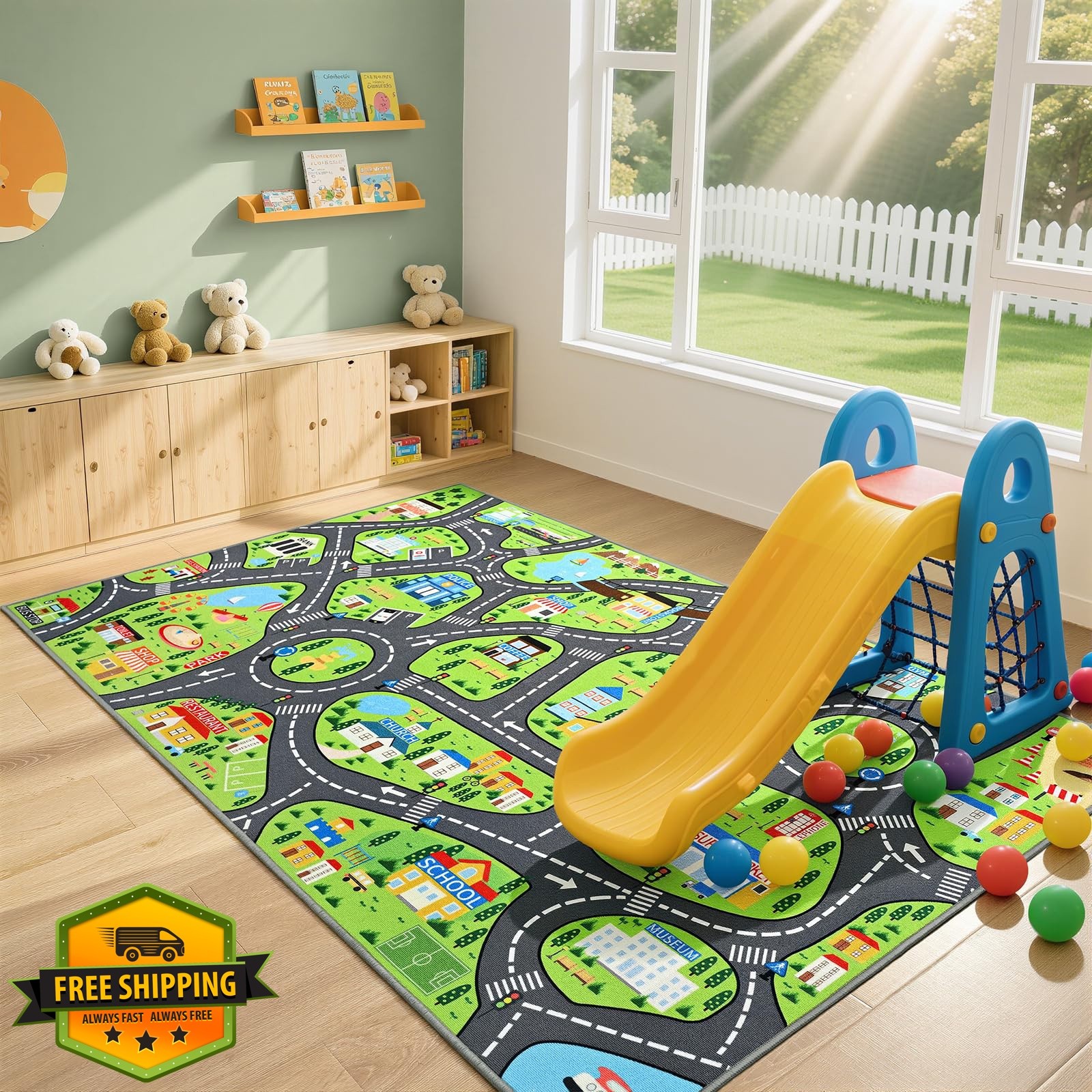 B BENRON City View Car Play Rug 8’x10′
