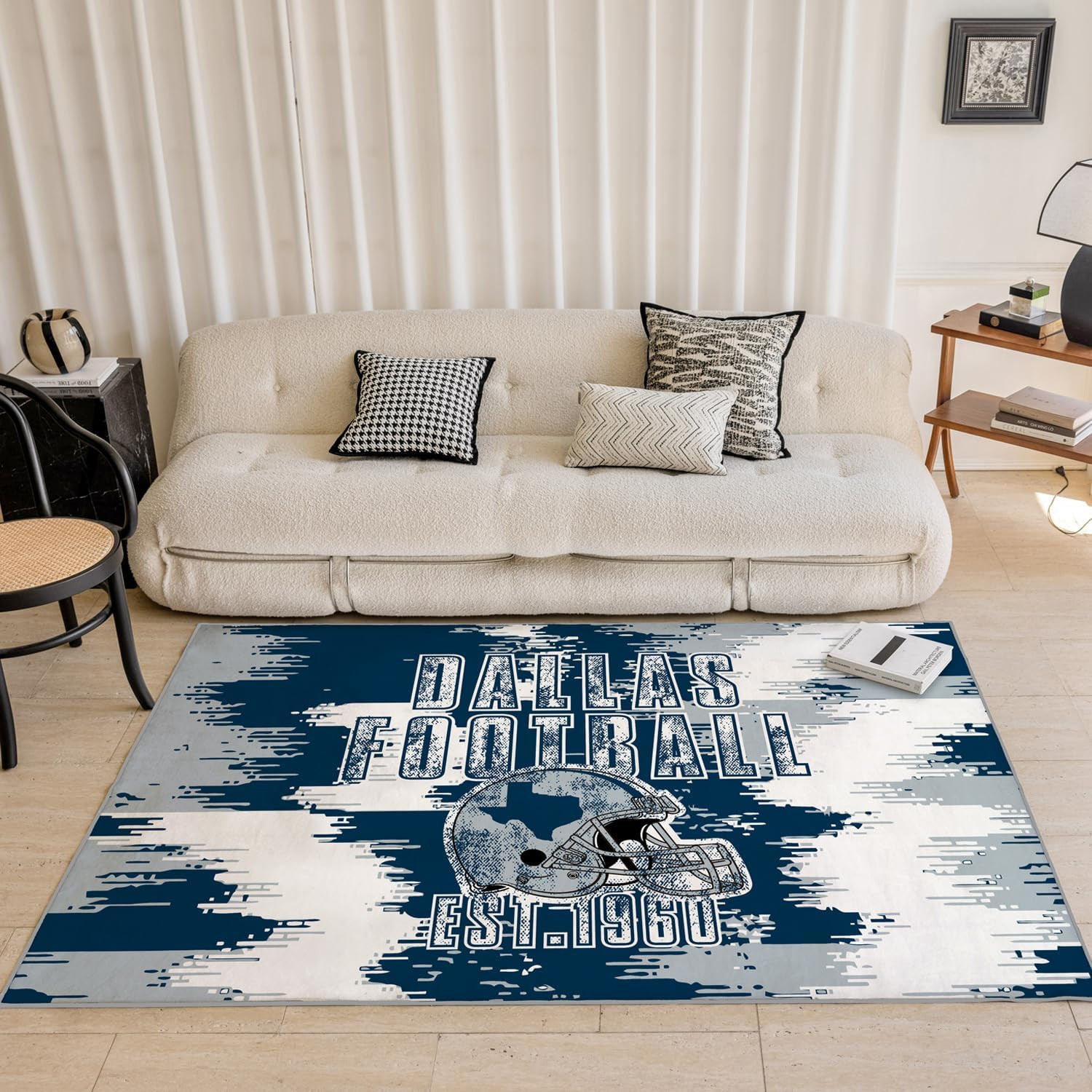 Dallas Football Area Rug – Machine Washable, Non-Slip, 5×7 for Man Cave
