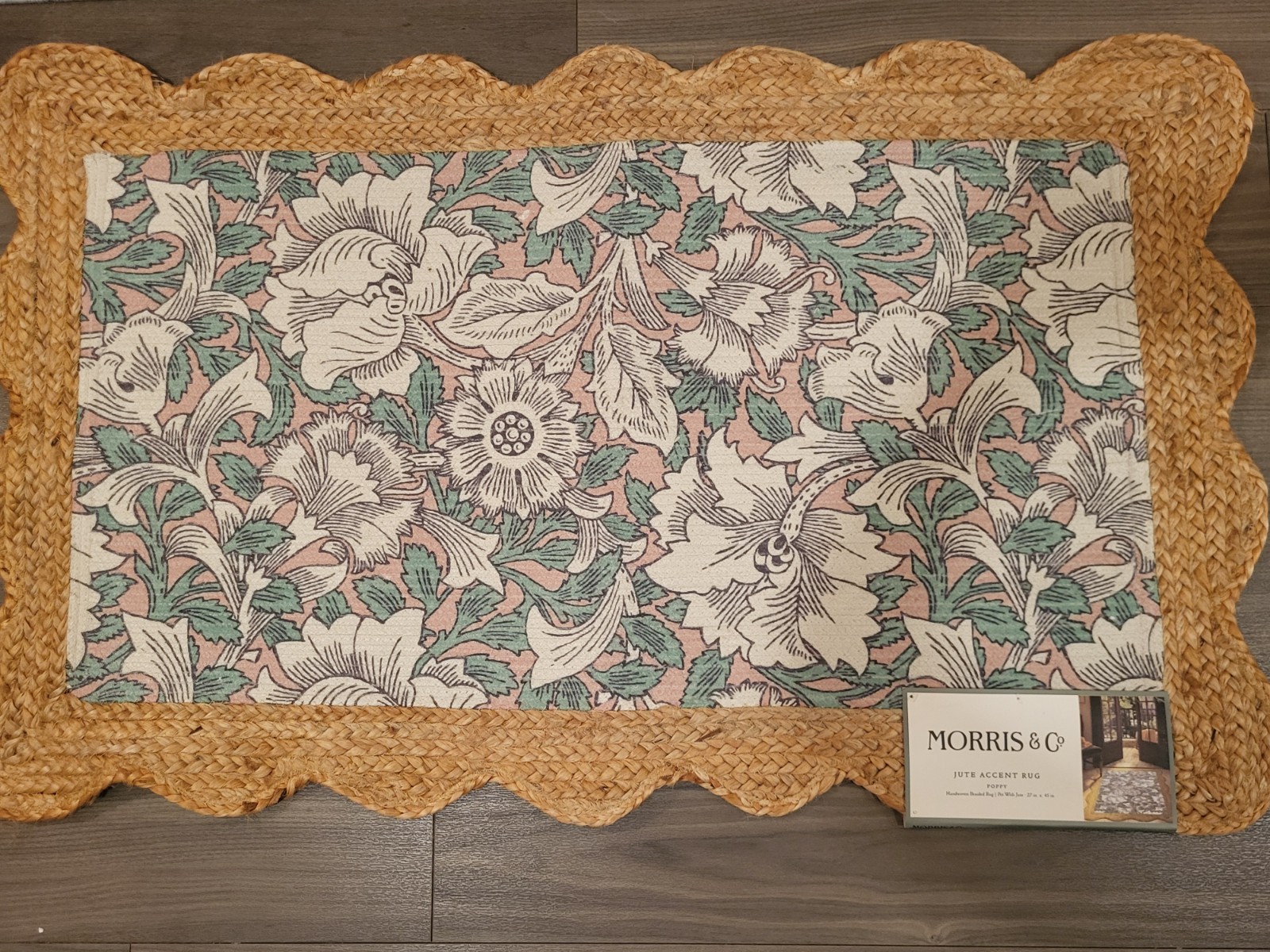 Morris & Co. Poppy Handwoven Jute Accent Rug. 27 X 45” NWT