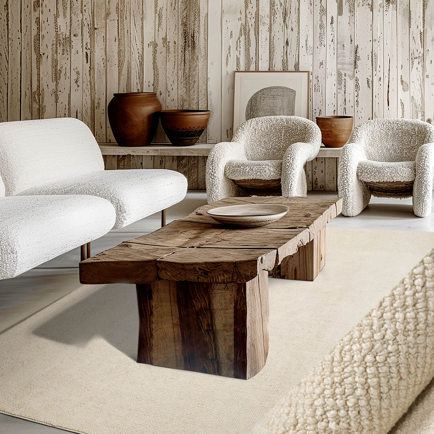 LoomBloom Multi Sizes Ivory Hand Woven Textured New Zealand Wool Area Rug