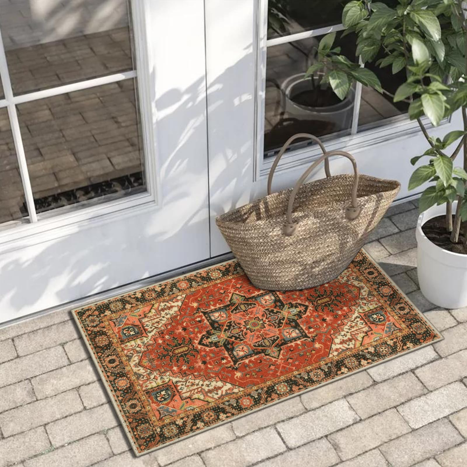 Washable Indoor Door Mat Non Slip Retro Entryway Rug 20×32 Inch Absorbent