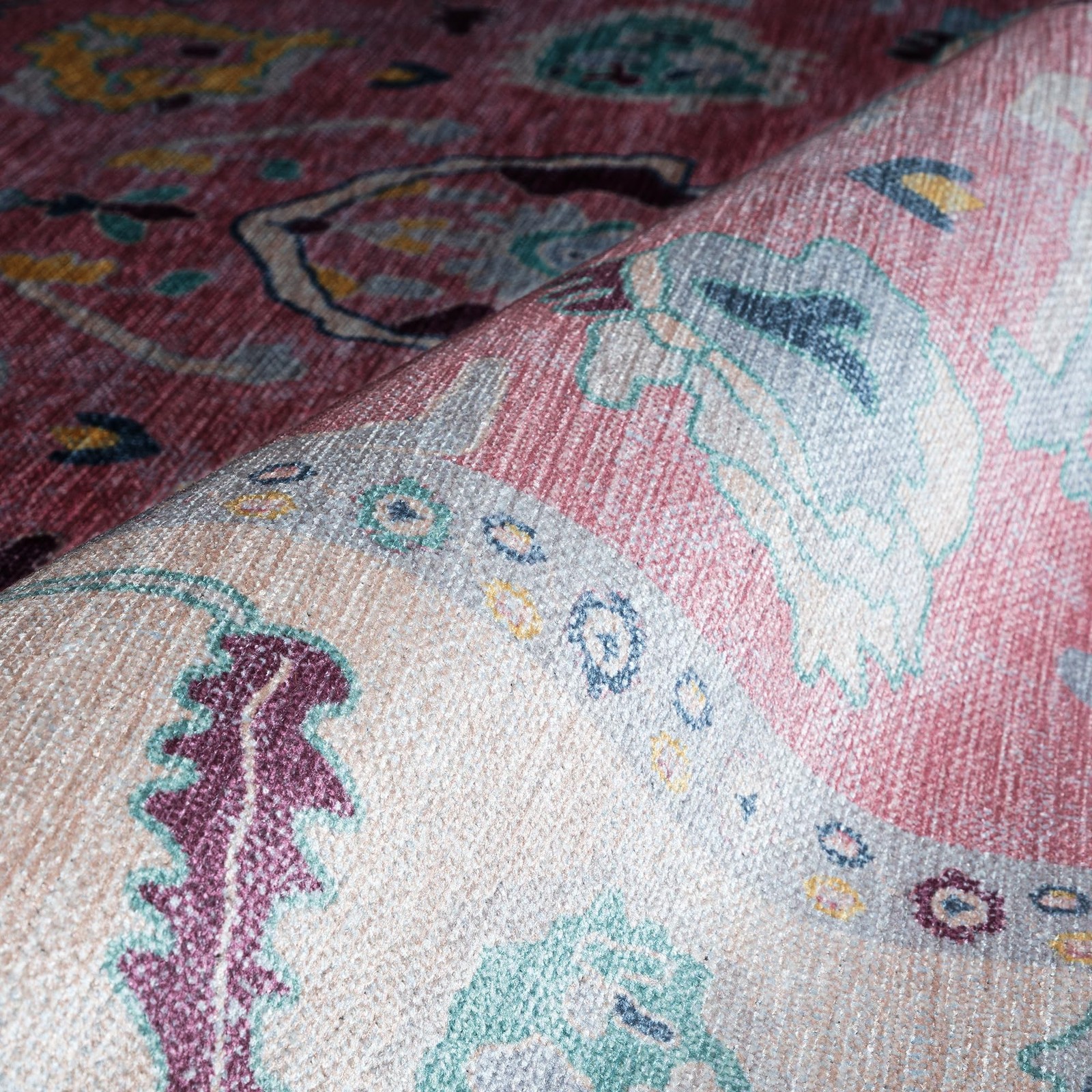 Fame Rugs Pink Modern Oushak Rug 5X7 Washable Vintage Turkish Colorful Oriental