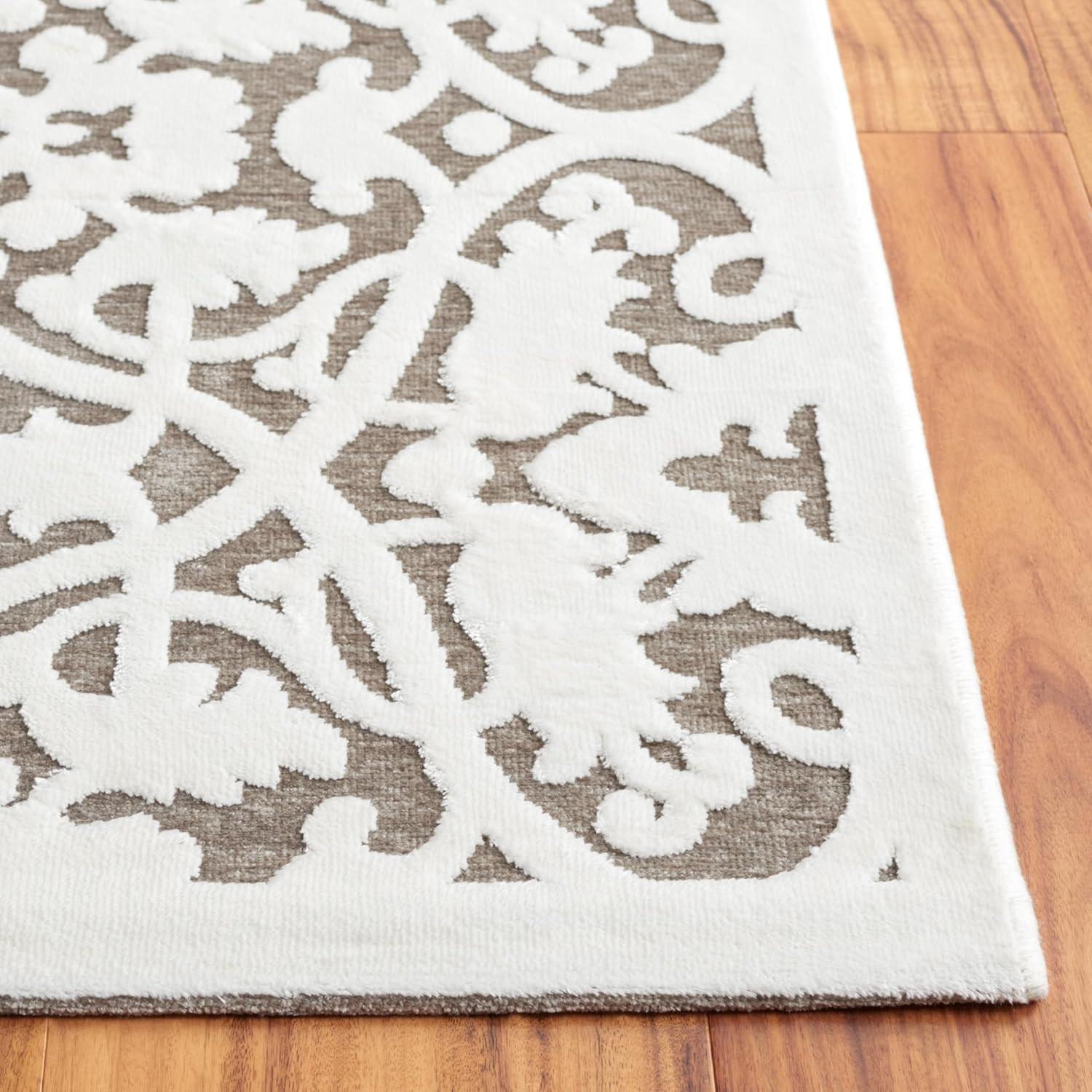 Paradise Collection 5′ X 7’5″ Area Rug – Ivory & Dark Grey Modern Design