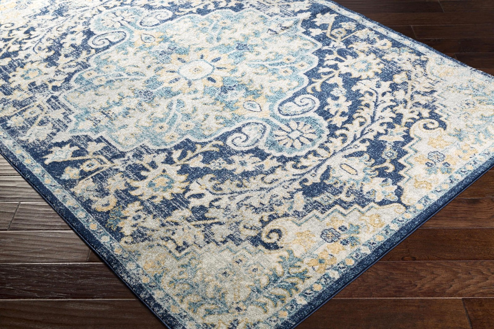 Livabliss – 7X9 Odelia Vintage Boho Blue Aqua Slate Rug For Living