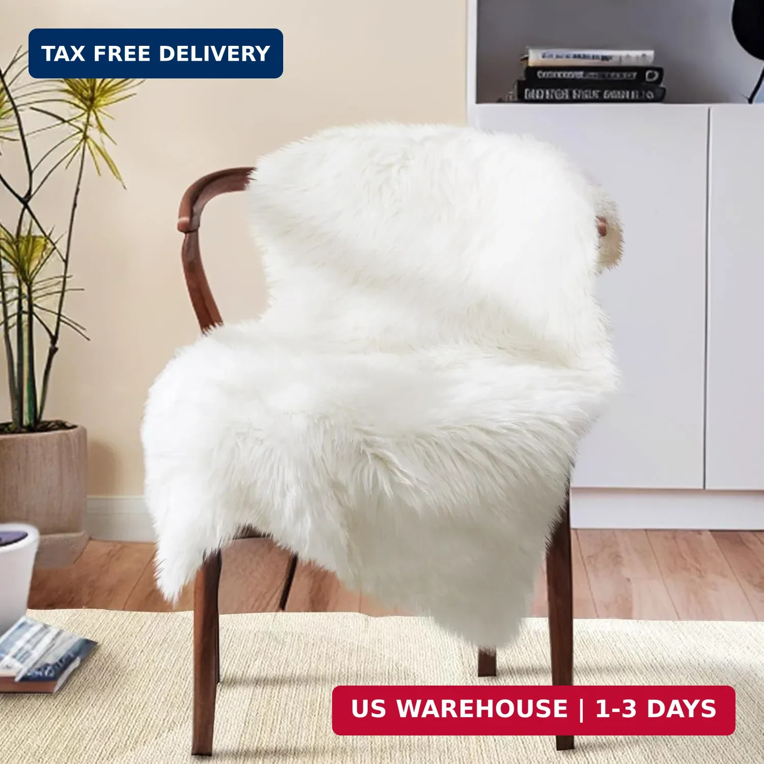 Ciicool Faux Sheepskin Rugs Soft Faux Fur Rug White Fluffy Chair Couch Cover Fuz