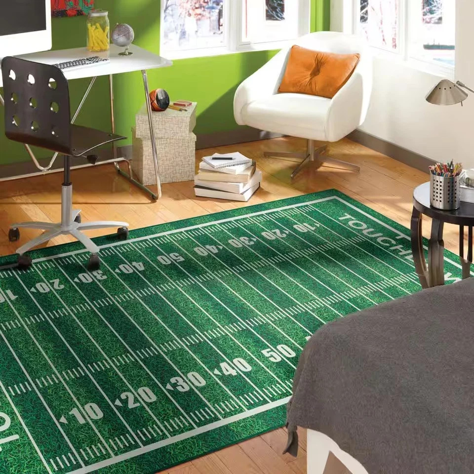 TrafficMaster Football Field Rug 4×8 ft Green Tailgate Sports Area Rug