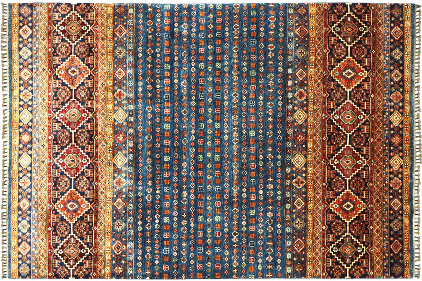 Afghan Ziegler Khorjin Bakhtiar Carpet Hand-knotted 200×300 Blue Field Pattern