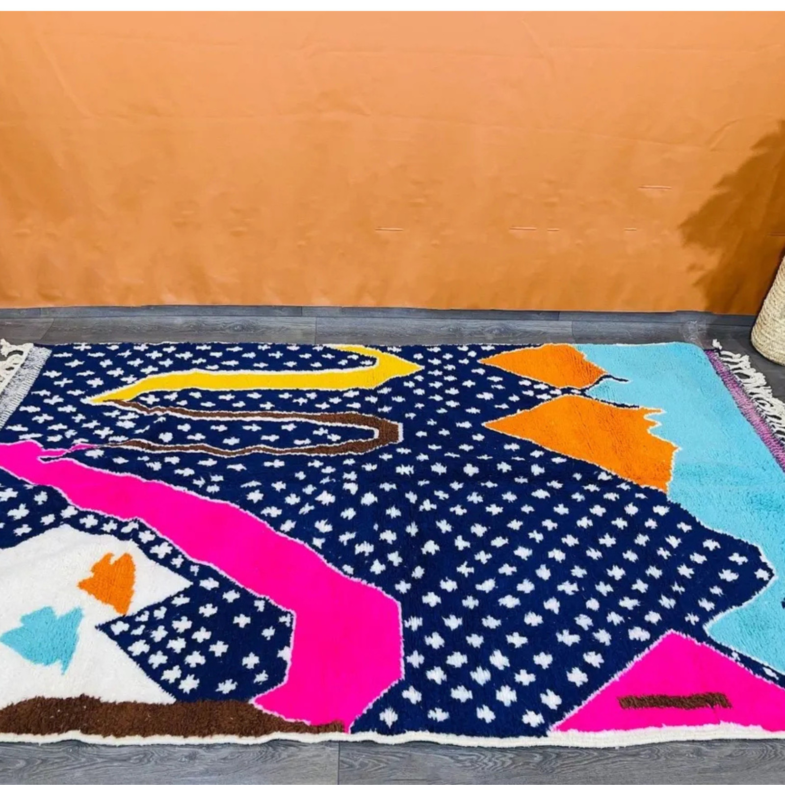 Modern Abstract Moroccan Rug Handmade Wool Colorful Area Carpet, Handmade Rugs