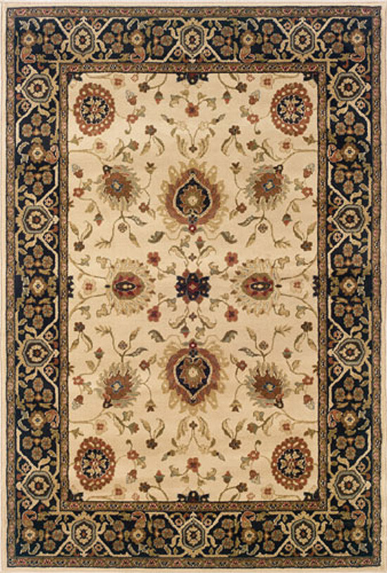 Ivory Bordered Vines Leaves Area Rug 1338C – Aprx 10′ x 13′