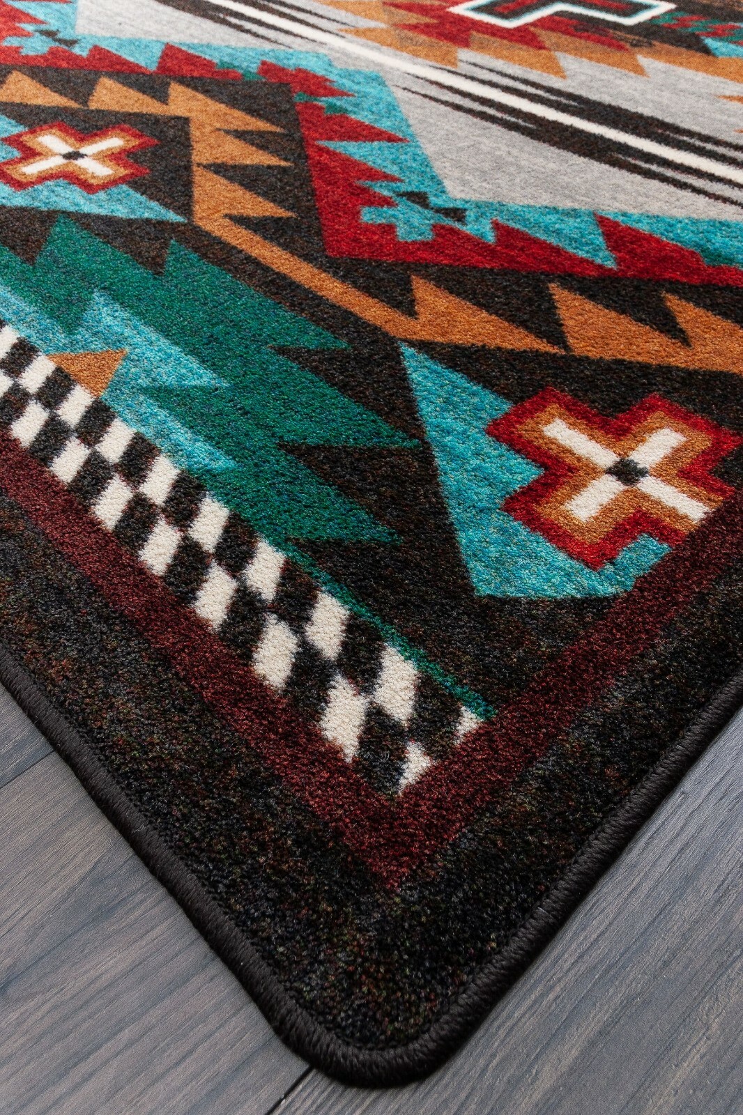 Rustic Cross Electric Turquoise Southwest Country Farmhouse Area Rug 4×5