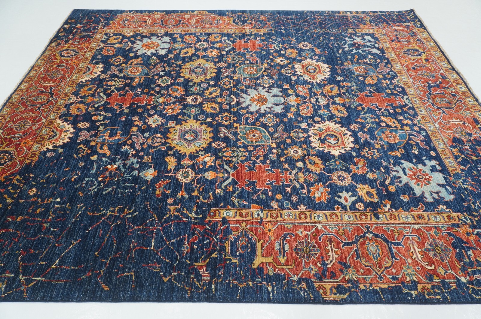 8 x 10 ft Navy Blue Bidjar Afghan Hand Knotted Wool Oriental Modern Erase Rug