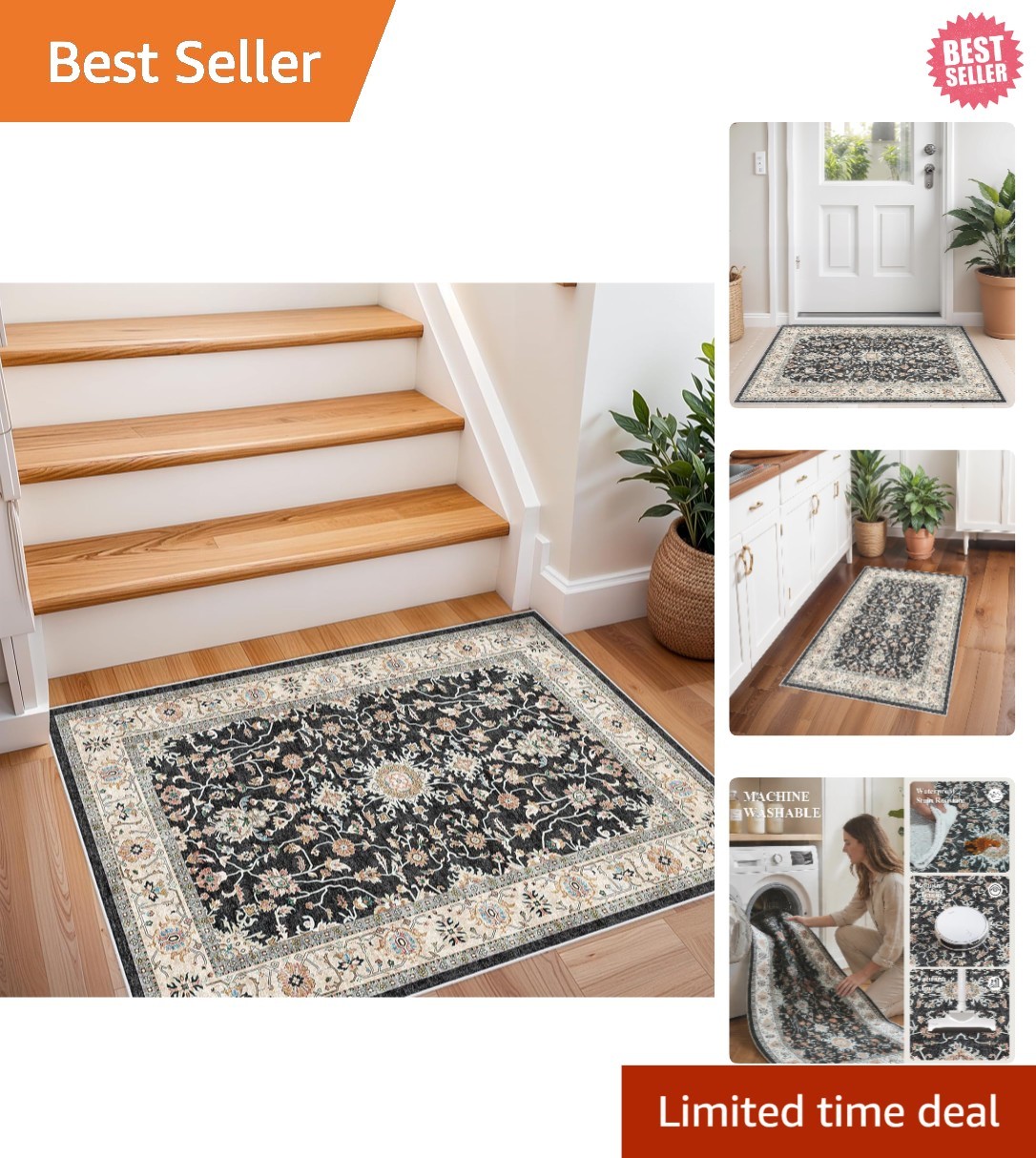 Durable 2×3 Non-Slip Runner Rug – Perfect Touch for Living Rooms & Hallways