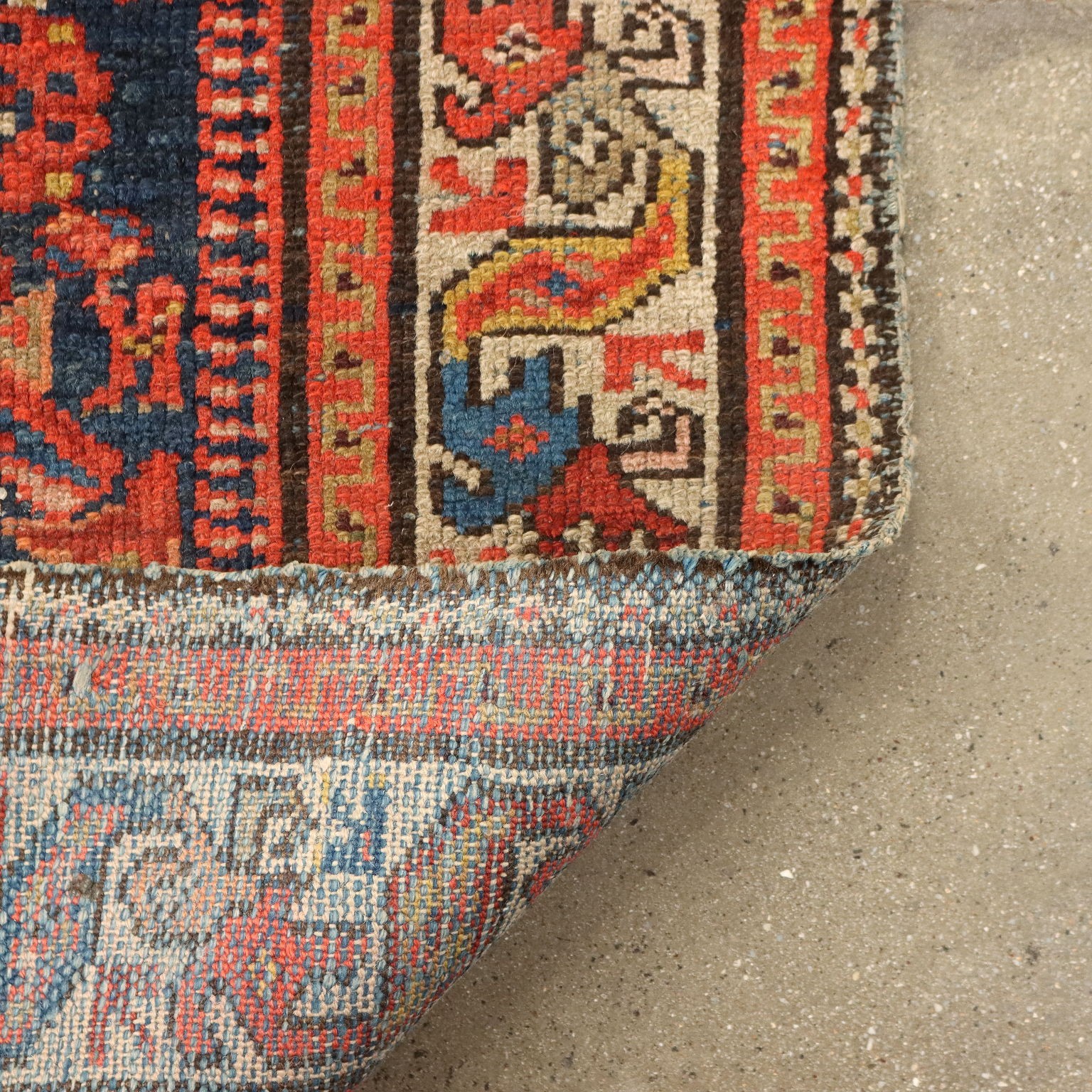 Antique Asian Carpet Cotton Wool Thin Knot 158 x 38 In