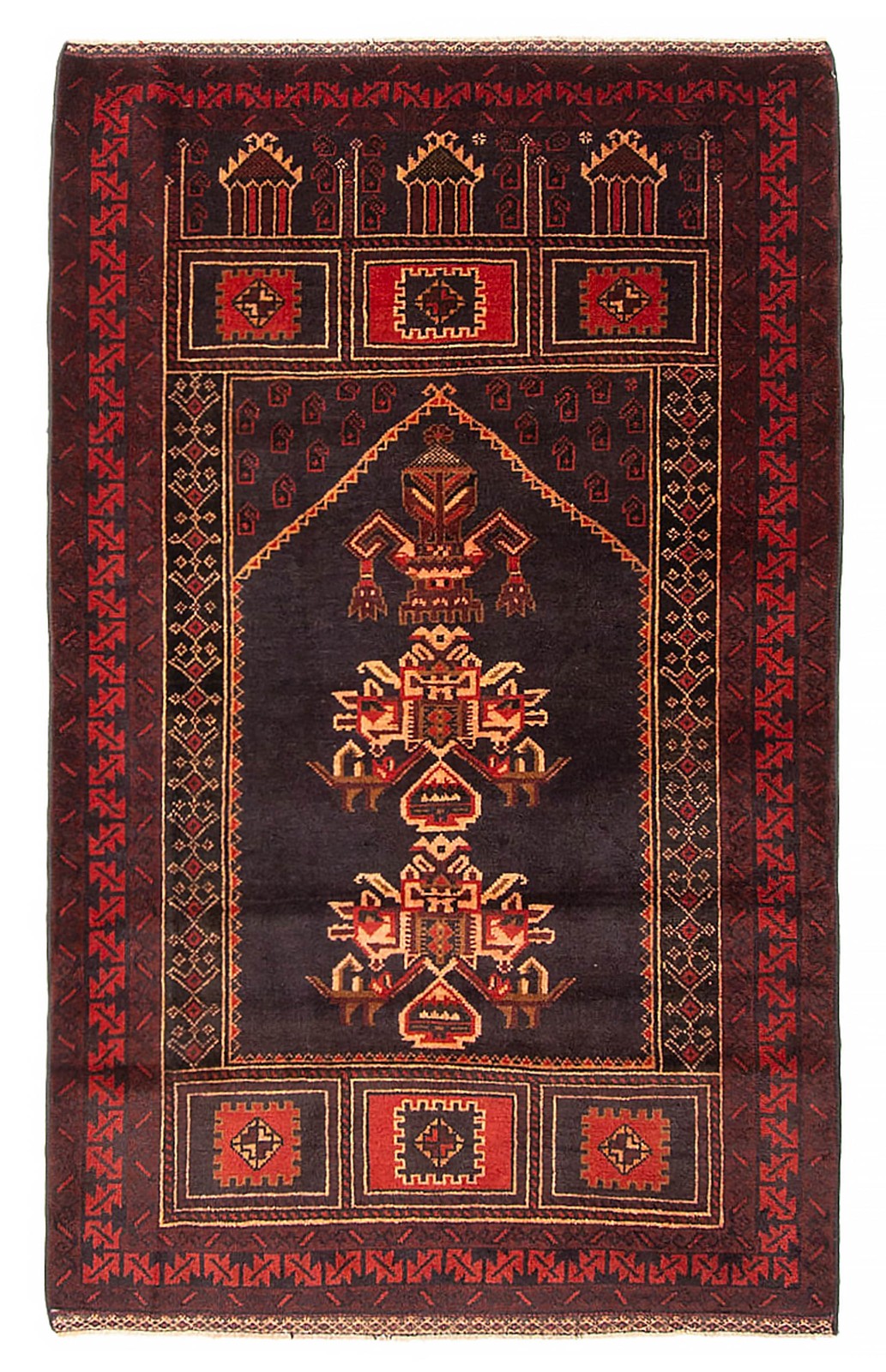 Vintage Hand-Knotted Area Rug 3’1″ x 5’1″ Traditional Oriental Wool Carpet