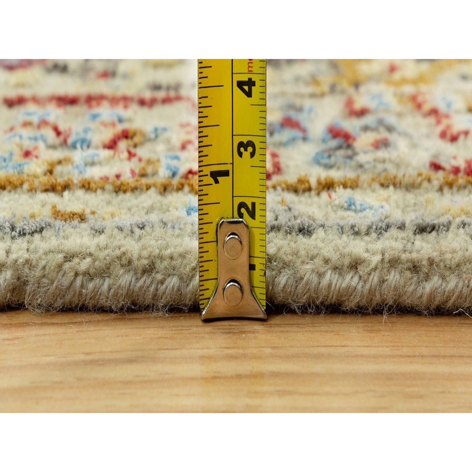 2’7″x19’10” Camel Wool and Silk Sunset Hand Knotted Runner Oriental Rug R90533