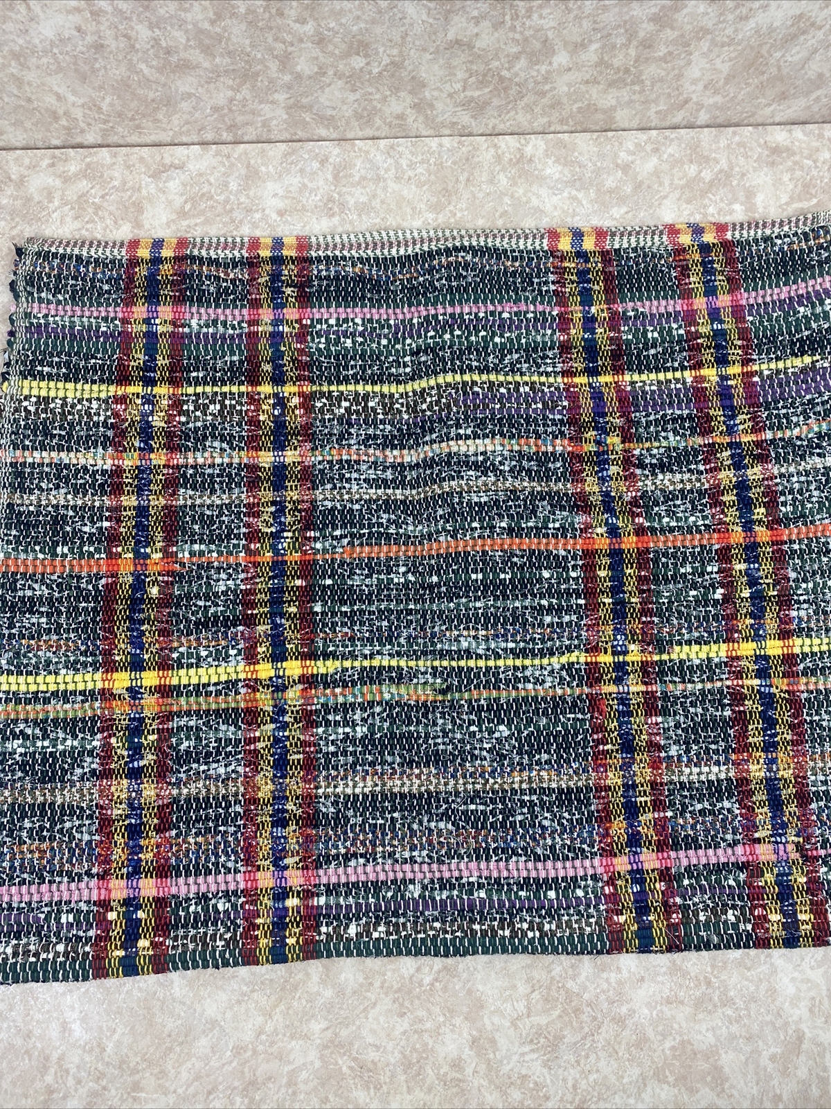 VTG Multicolor Rag, Throw/scatter, Boho Rug Shabby 52” X 31”