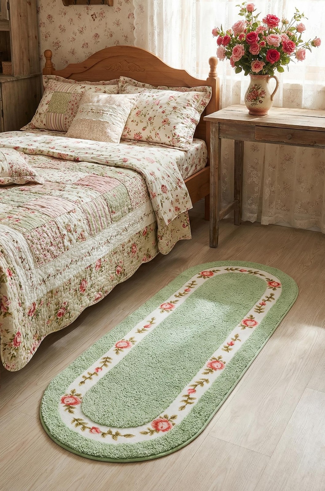 Decorative Rose Flower Area Rug,Bedroom Living Room Bathroom Rugs,Bath Mat Ki…