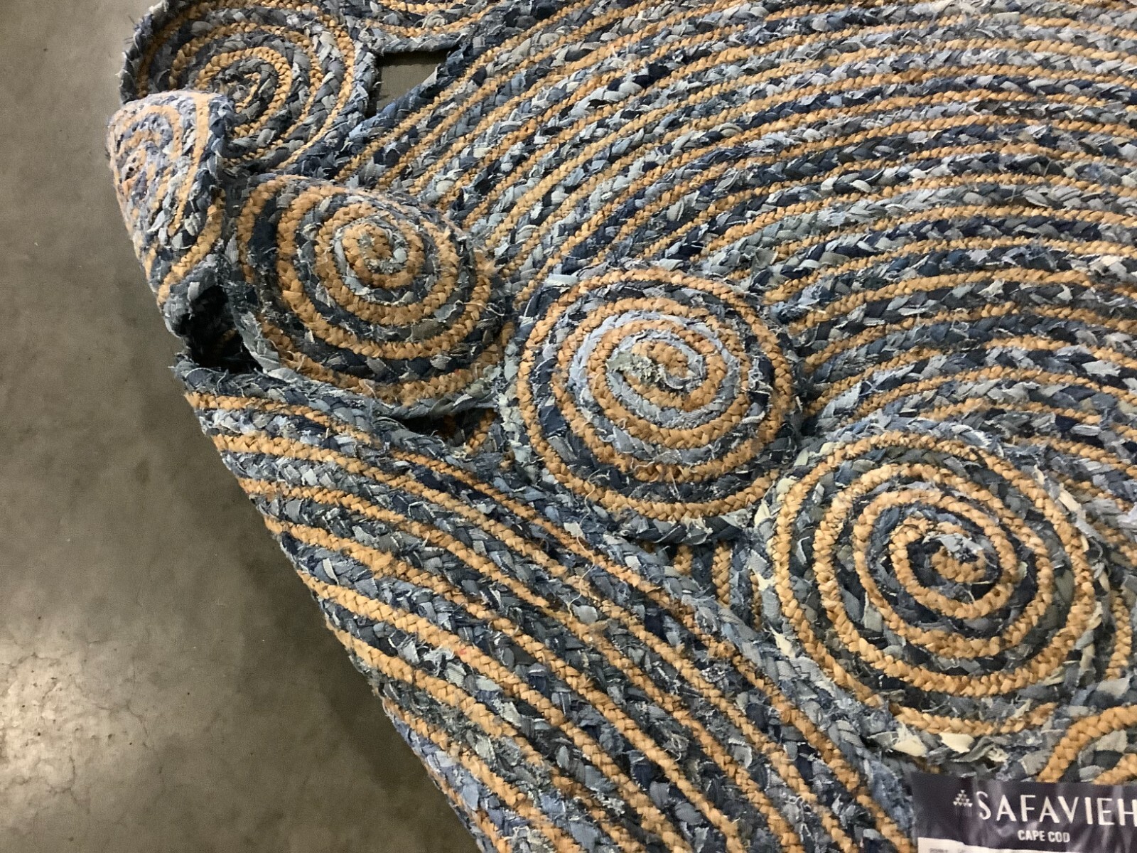 BLUE / NATURAL 6′-0″ x 6′-0″ Damaged Rug, Reduced Price 1172675738 CAP211L-6R