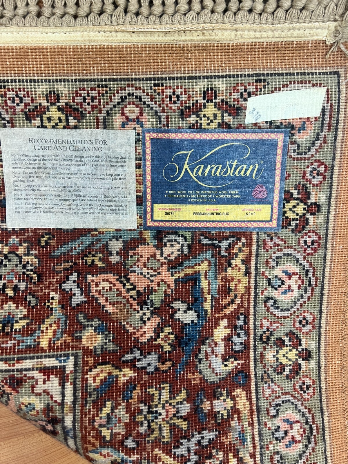5’9″ x 9’1″ Karastan Hunting Design Oriental Rug – Full Pile – Made in USA