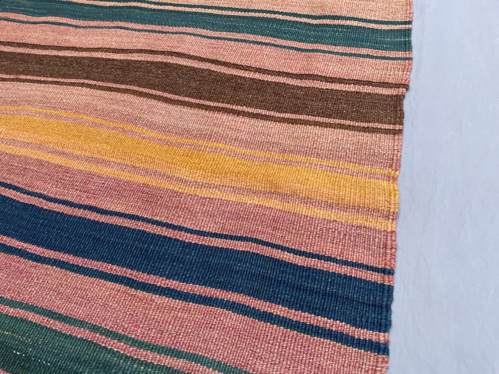 2’10 x 15 Ft Soft Pastel Afghan Kilim Runner Handmade Flatweave Striped Rug Warm