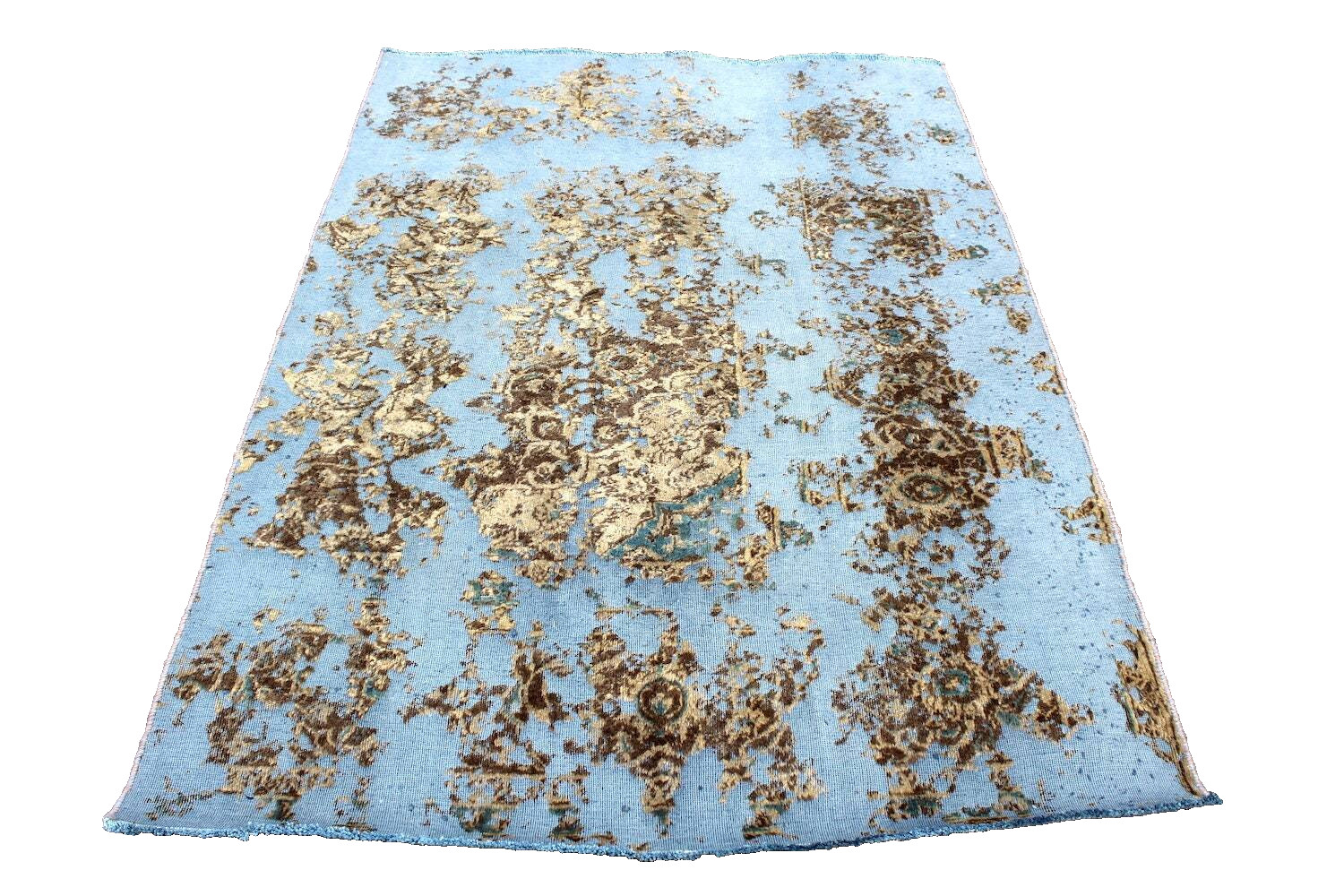 Vintage Restored Handmade Teal Blue Green Modern Traditional Area Rug