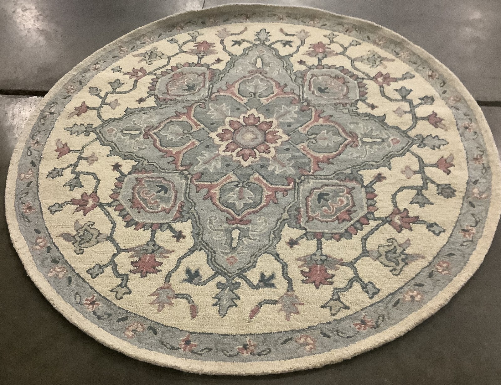 BEIGE / BLUE 6′ X 6′ Round Back Stain Rug, Reduced Price 1172666594 HG922B-6R