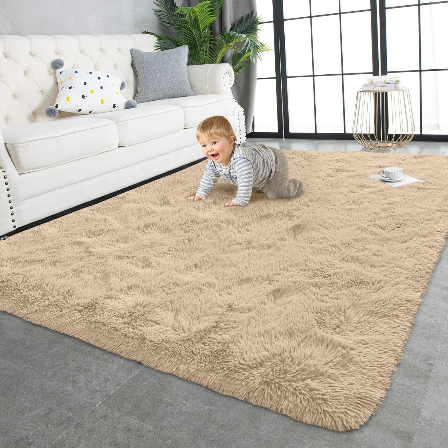 Faux Fur Shaggy Rug Soft Fluffy Floor Mat for Bedroom Living Room Home Decor