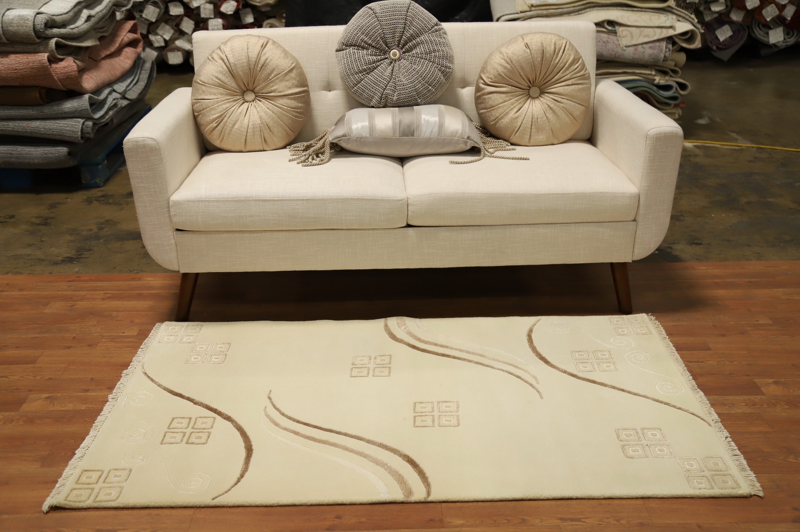 Contemporary Nepalese Rug 3×5 Hand-knotted Wool/ Silk with Subtle Swirl Patterns