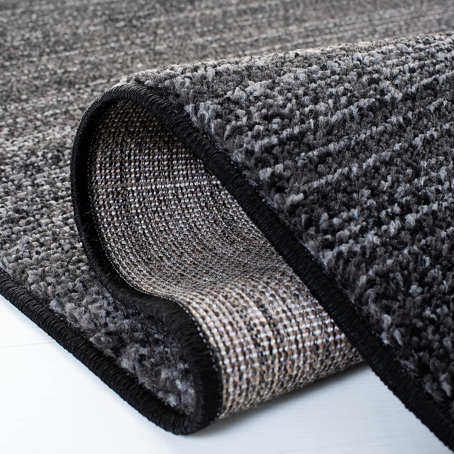 Adirondack 9′ x 12′ Area Rug – Modern Black & Grey, Non-Shedding, Easy Care