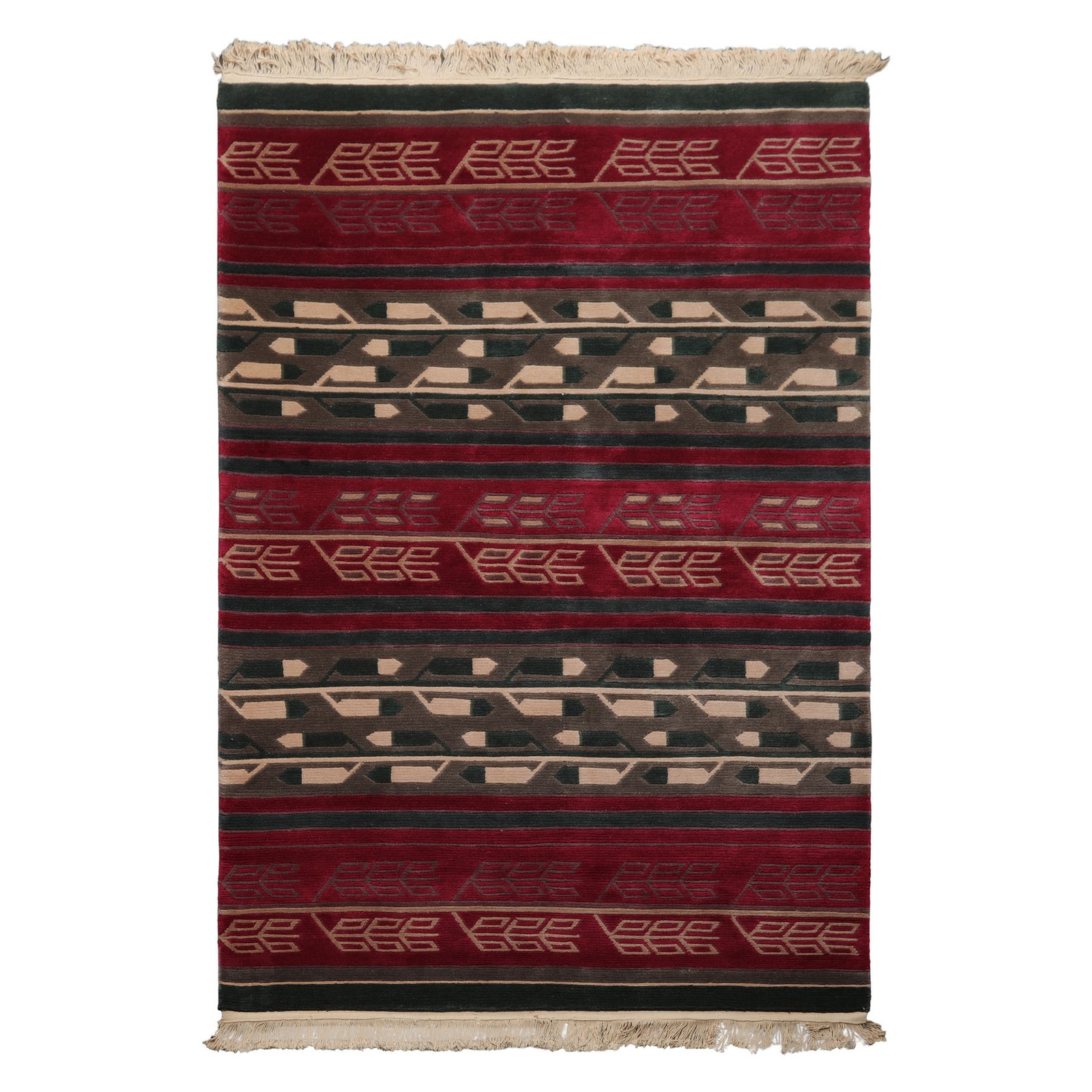 5’6”x8’6” Hand Knotted New Zealand Wool Plum Tibetan Art Deco Silky Sheen Rug