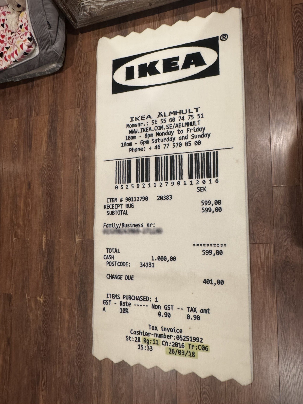 Virgil Abloh x IKEA MARKERAD Receipt Rug Off-White 2019 Authentic 79×35