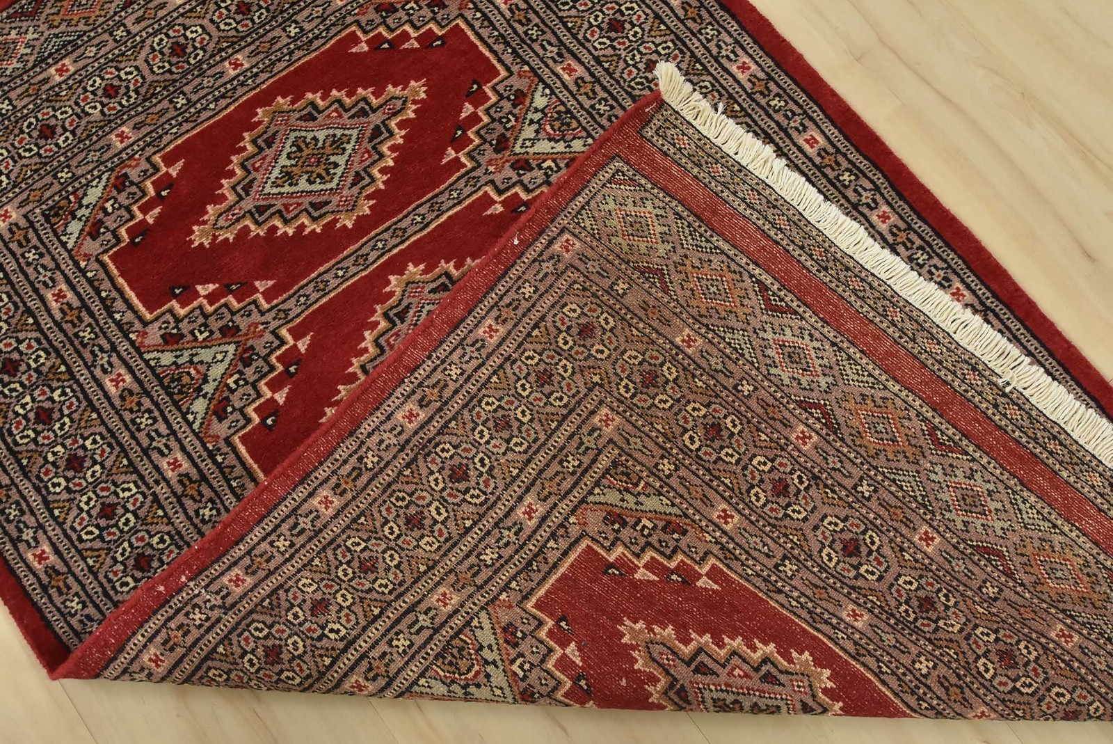 Bokhara Jaldar Rug 2’7” x 4’2” Red Wool Tribal Hand-Knotted Oriental Carpet