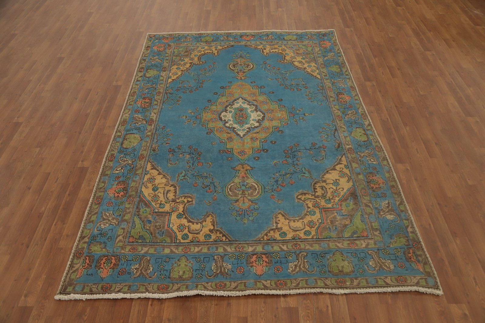 Handmade Vintage Over-Dyed Blue Traditional Living Room Area Rug 6×9 Wool Carpet