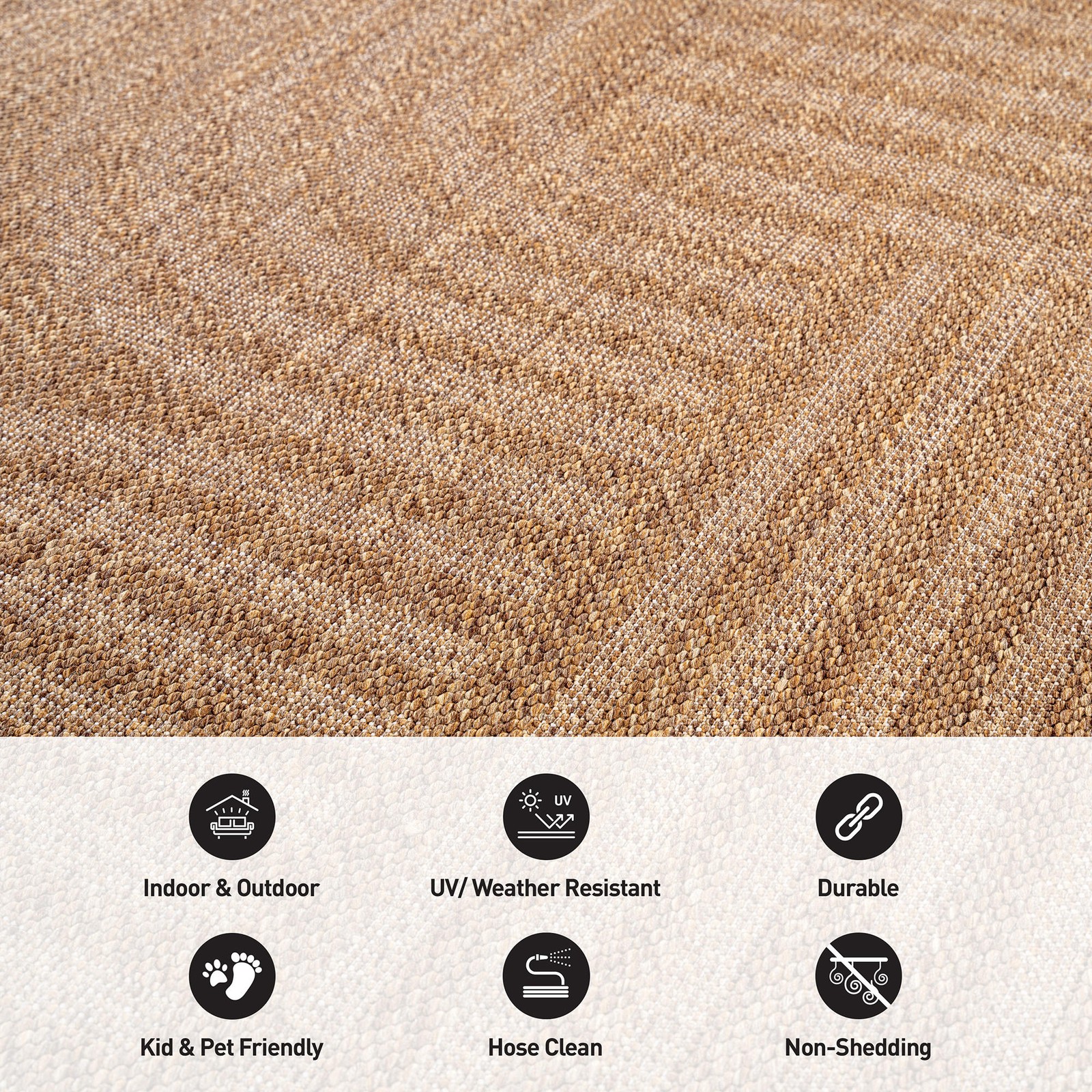Rugshop Indoor/Outdoor Rug Flat Woven Area Rug Jute Style Deck Balcony Patio Rug