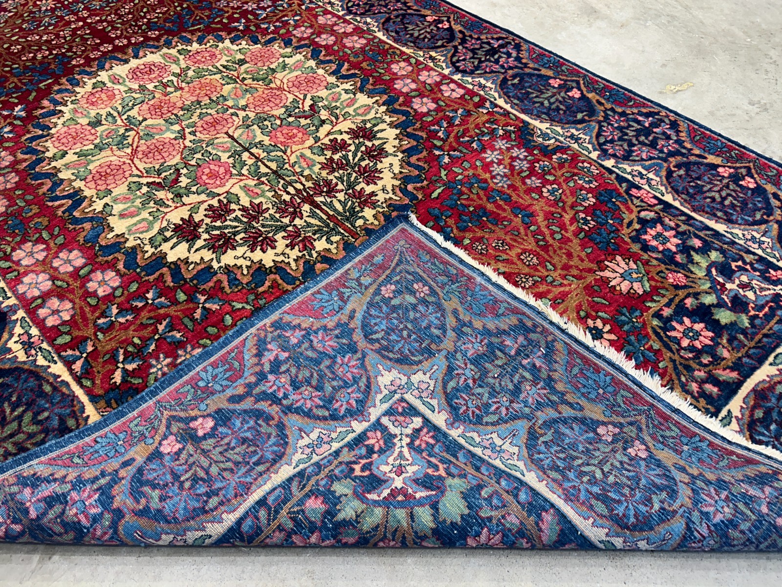 4’4″x7’6″ Antique Hand-Knotted Wool Kashane Area Rug – Handmade Carpet 4×7 Red