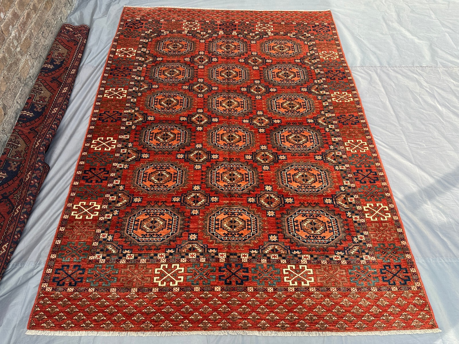 5.10×8.3 Handmade Turkmen Ersari Wool Rug | Afghan Tribal Oriental Area Rug 6×8