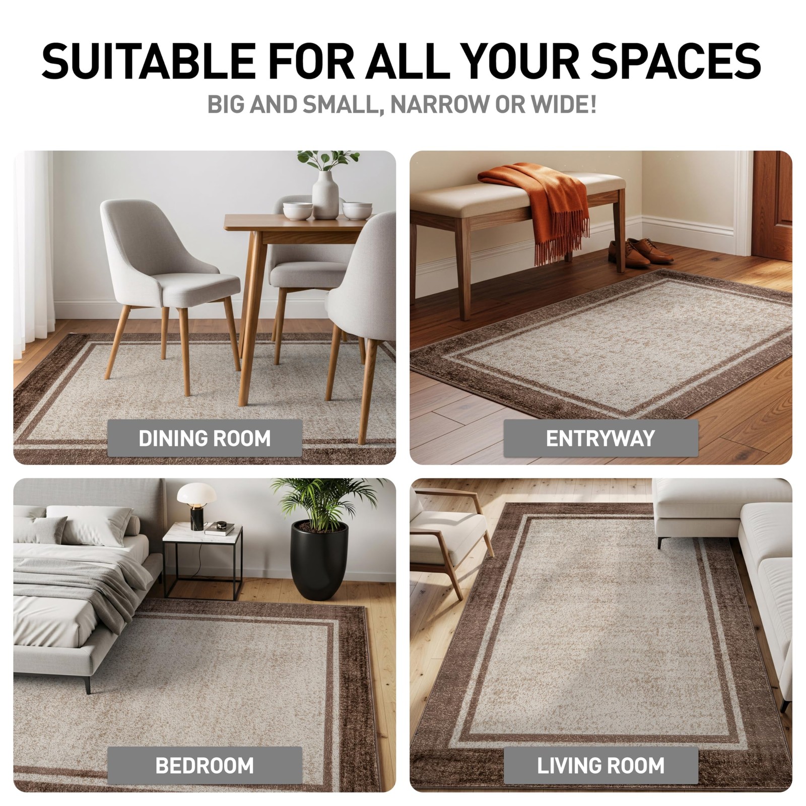 Modern Transitional Bordered Indoor Area Rug for Living Room,Bedroom,Kitchen …