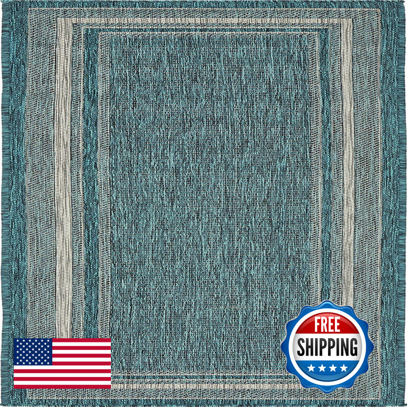 Unique Loom Outdoor Border Collection Area Rug – Soft Border 2X 6 1 Runner