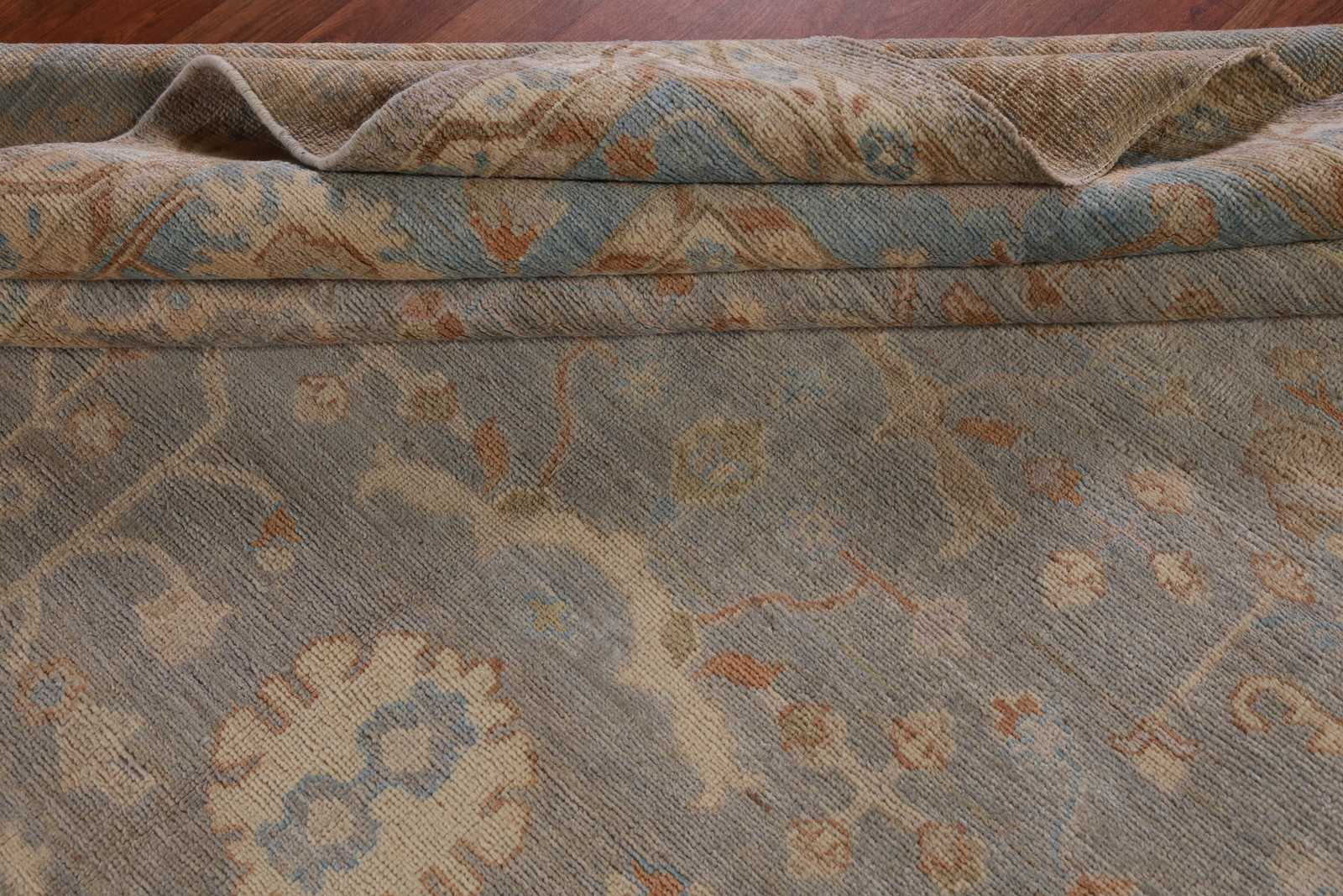 Vegetable Dye Traditional Oushak Turkish Area Rug Hand-Knotted Gray 9×12 ft