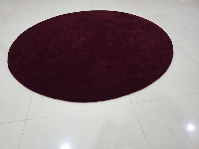 Minimalist Modern Abstract Round Shape solid Deep wine, feet Woolen Han