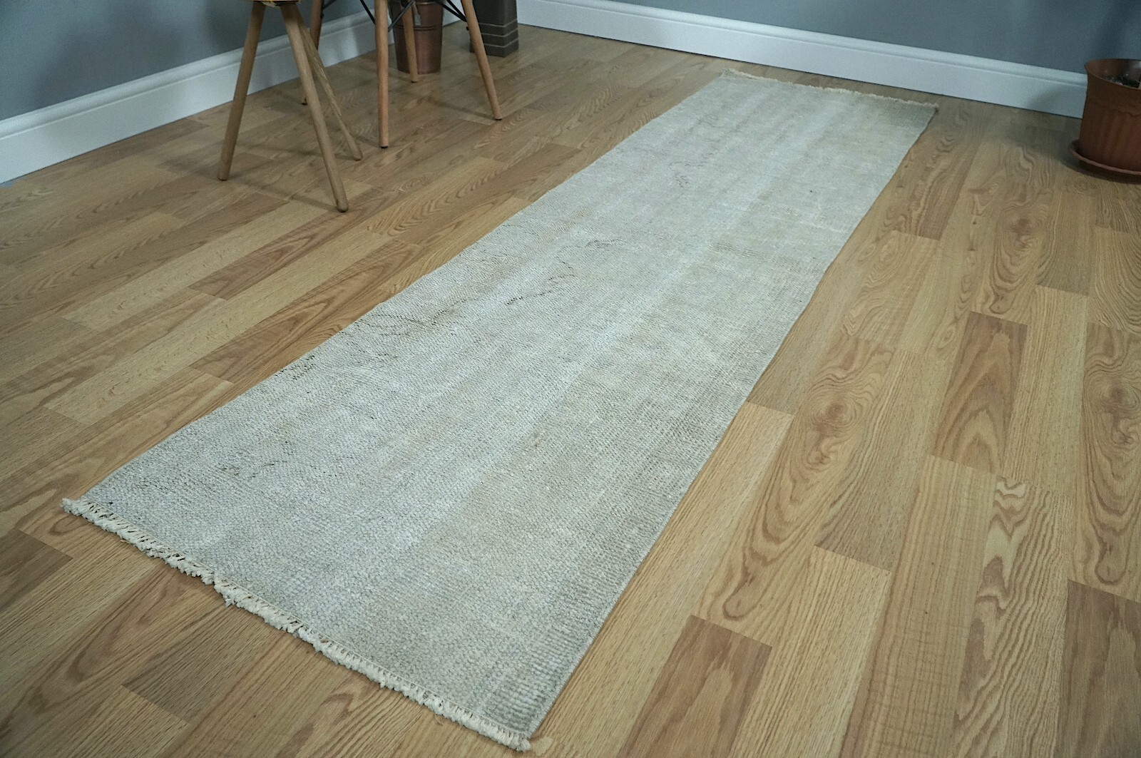 Neutral Runner, Vintage Runner, Old Turkish Runner, Rug, 2.17×7.68 ft. H-2427