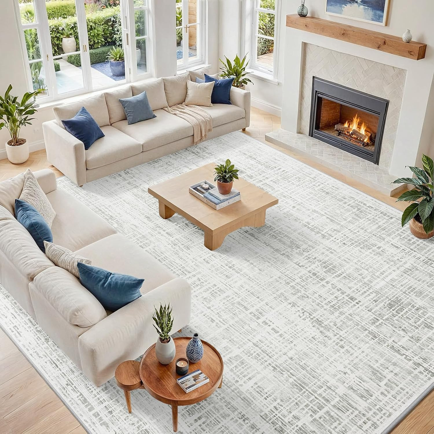 Washable 10×12 Area Rug – Soft Non-Shedding Abstract Design for Home