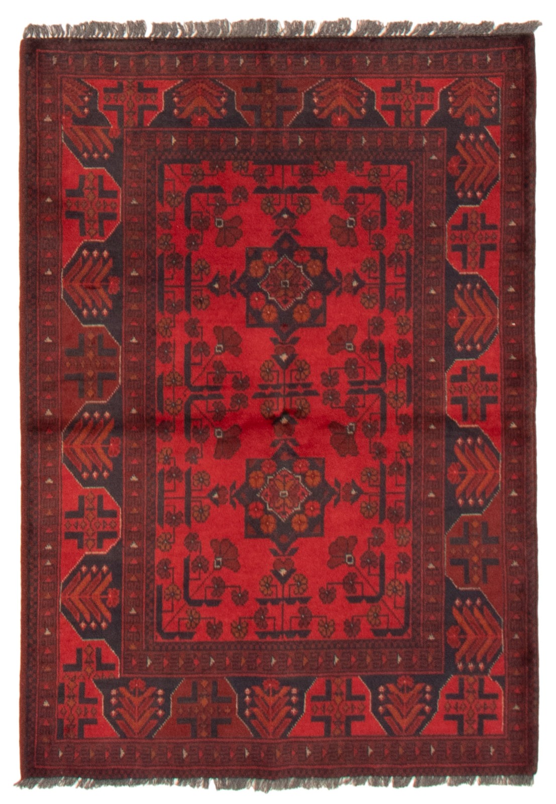 Traditional Hand-Knotted Geometric Area Rug 3’5″ x 4’11” Oriental Wool Carpet