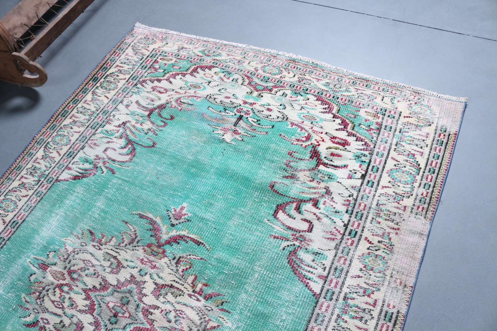 5,2×7,8 ft Large Turkish Rug, Vintage Rug, Blue Red Oriental Wool Rug