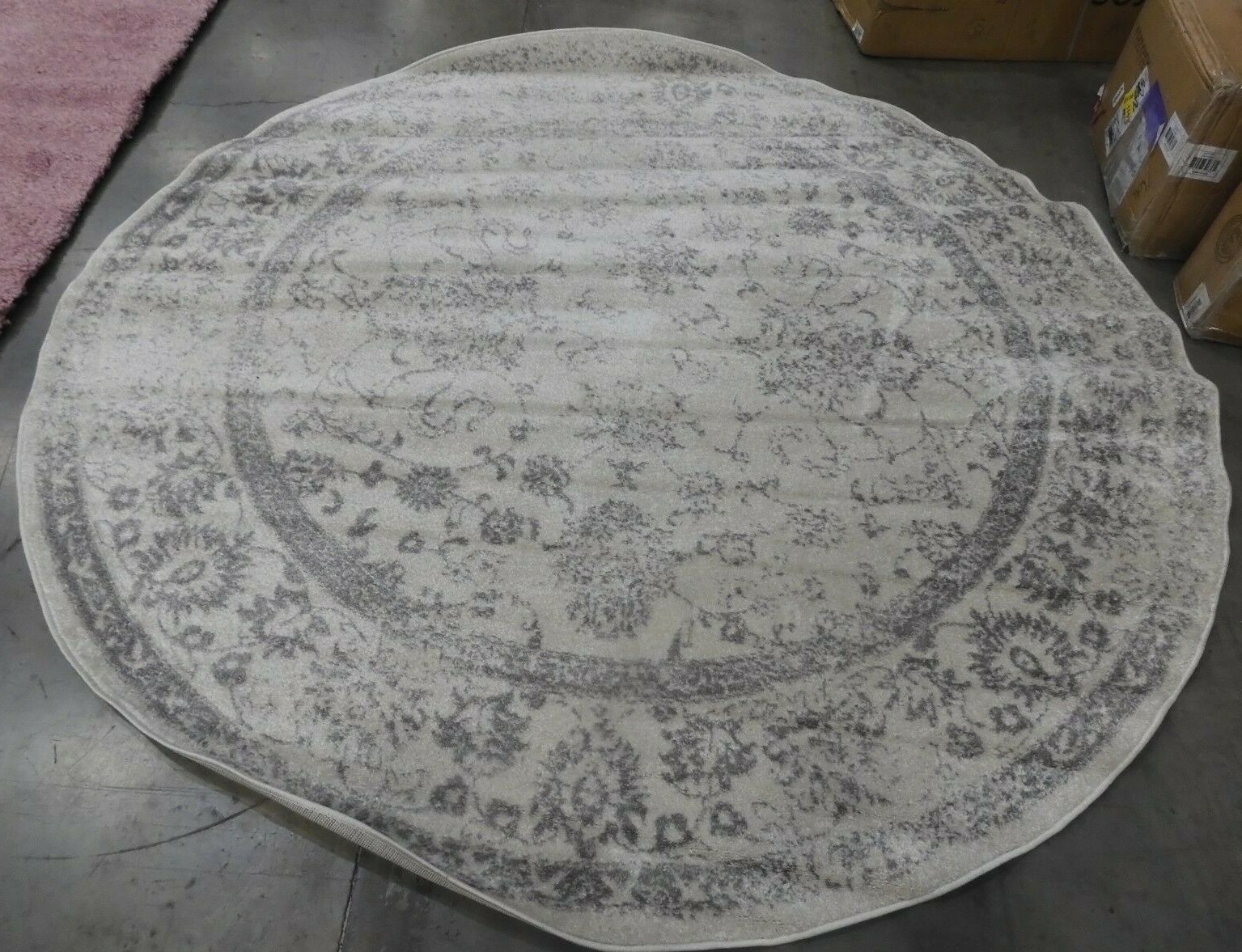 IVORY / SILVER 8′ X 8′ Round Stained Rug, Reduced Price 1172619327 ADR109C-8R
