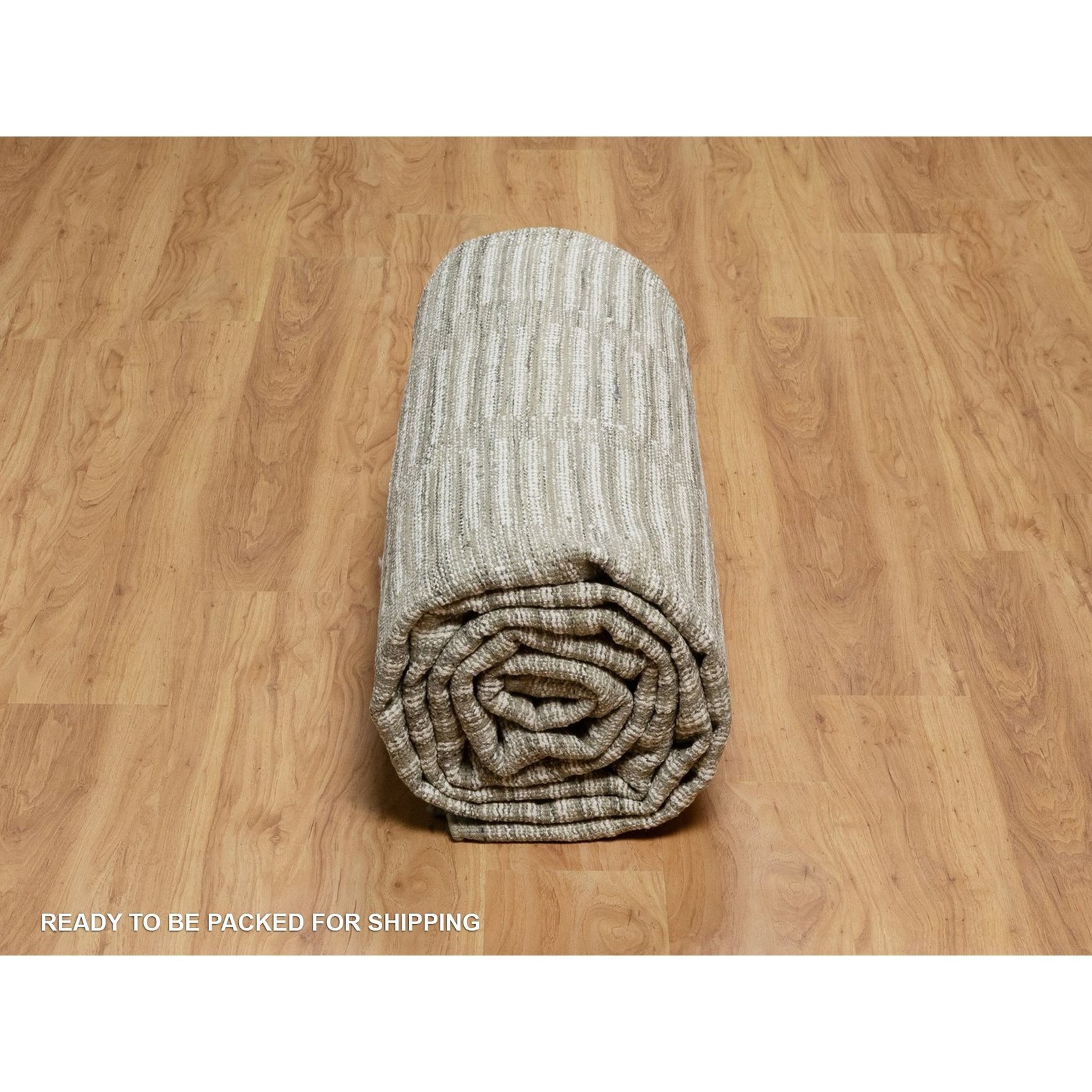 10′ x 14’1″ Ivory Flat Weave with Pile Rug Undyed Natural Wool Hand Woven R91736