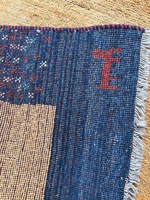 4×6 Wool Area Rug Vintage Boho Oriental Tribal Blue Beige Handmade Carpet Decor
